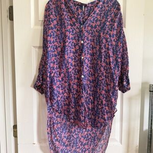 Matta Floral Button-Up Sheer Blouse One-Size